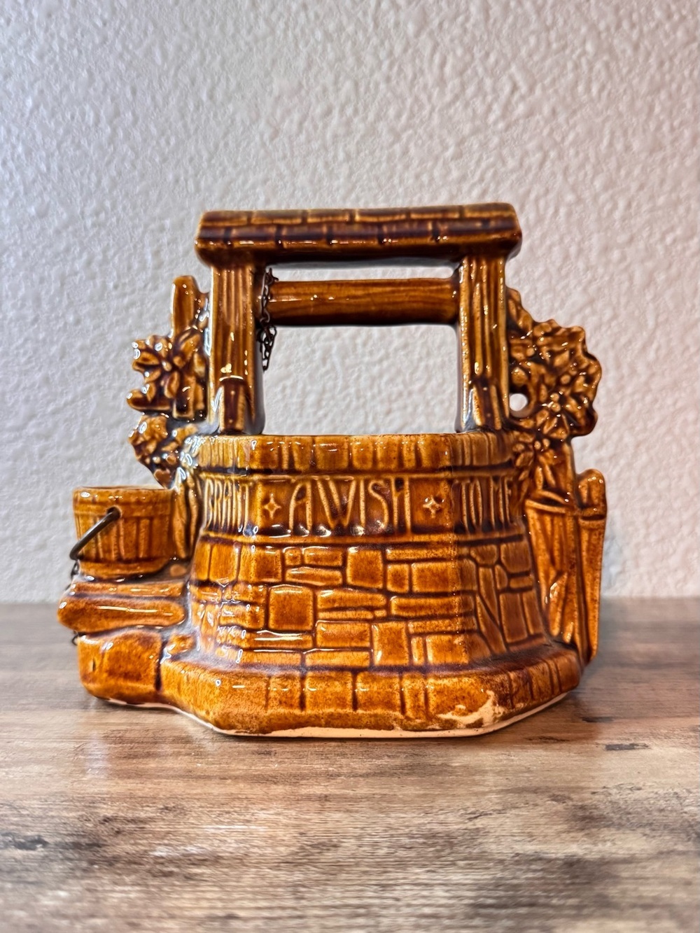 Vintage McCoy Brown Glazed Wishing Well Planter | USA Pottery - Picture 5 of 11